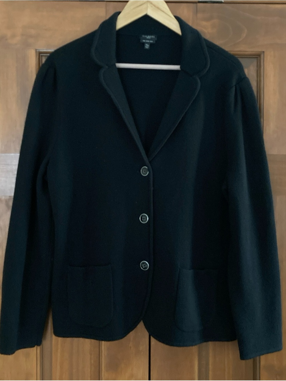 Talbots Black Knit Three-Button Blazer cardigan women’s size XL petite NEW
